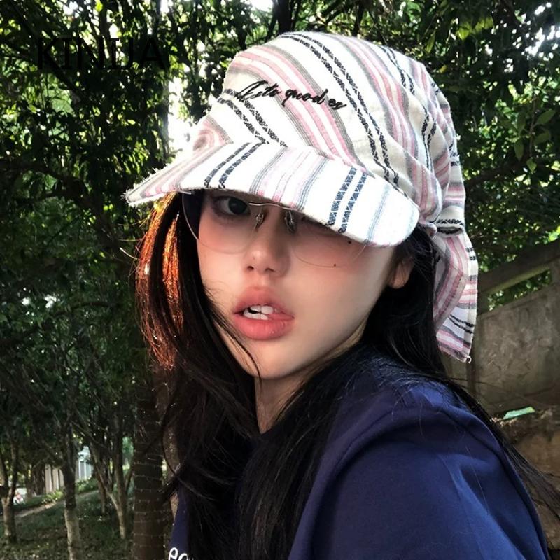 New Korean Original Ins Plaid Triangle Scarf Cap Women'S Y2K Spicy Girl Bucket Hat Trendy Sun Protection Summer Hat Baseball Cap