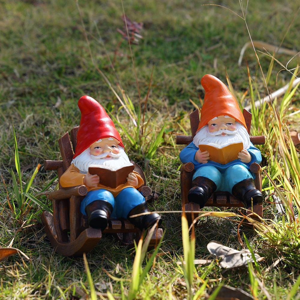 New Style Recliner Reading Goblin Ornaments Casual Home Desktop Dwarf Dwarf Resin Craft Decoration