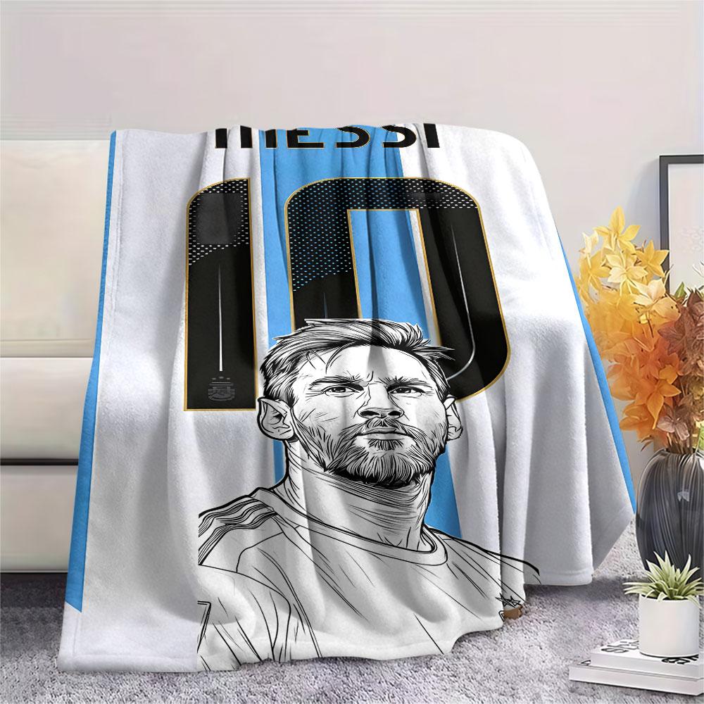 1PC Messi Patterned Flannel Blanket Suitable For All Seasons for Home Decor Warmth and Comfort Gifts Holiday Present