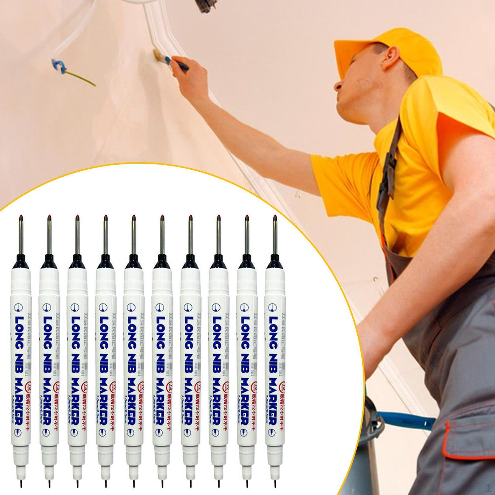 

10 штук Маркеры для глубокой маркировки, Маркеры с длинным носиком для разметки плитки, Чернила 20 мм/0,79 дюйма, Водостойкие