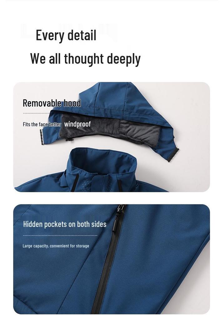 Men's Trendy Fleece-Lined Outdoor Mountaineering Jacket - Waterproof, Windproof, Plus Size Winter Coat for Couples