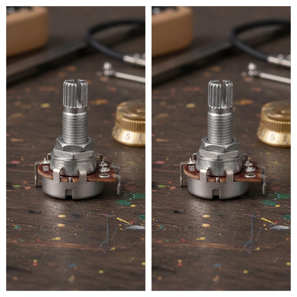 A250K B250K Long Split Shaft Audio Taper Low Friction Guitar Potentiometers Volume Knob Cap