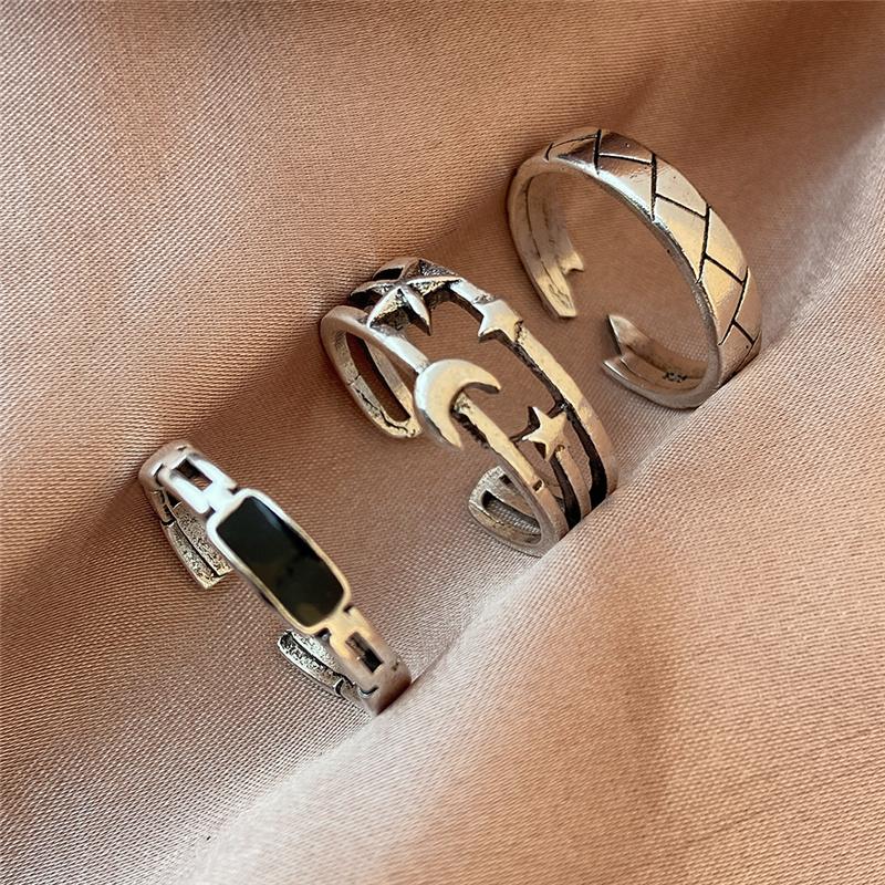 Punk Snake Gothic Silver Color Finger Ring Set 6PCS For Women  Heart Butterfly Wing Angel Wings Cupid Charms Rings Jewelry