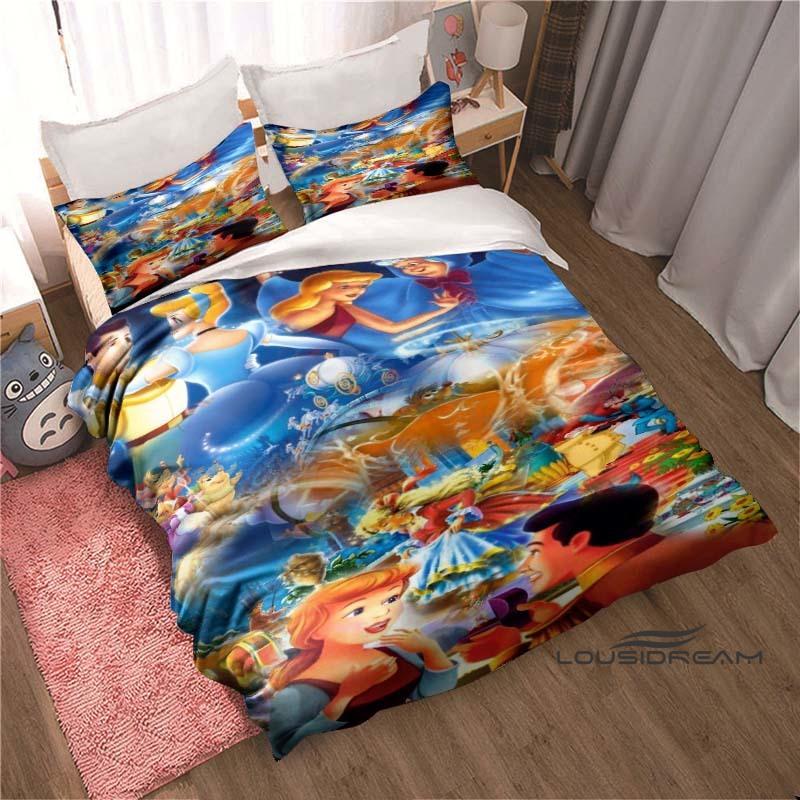 Cinderella-themed Duvet Cover and Pillowcase Bedding Set, Perfect for Boys' and Girls' Bedrooms, A Cartoon-themed Children's Gif