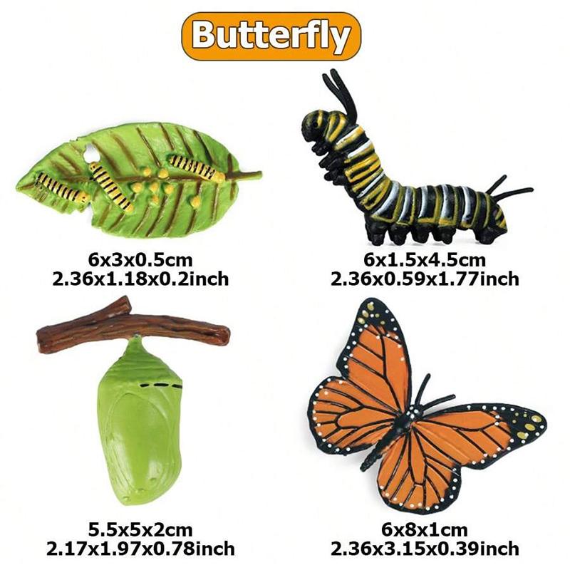 

4pcs Mini Animal Plant Growth Cycle Tabletop Ornaments Plastic ABS Growth Process Model Family Decorations Animal Model Set TMZ