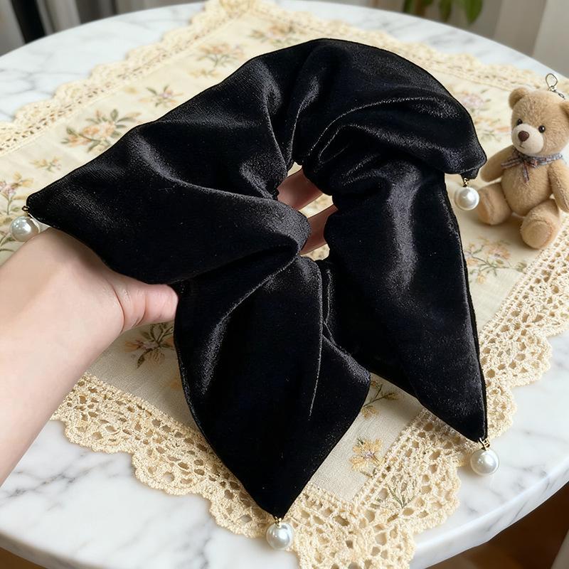Элегантная черная бархатная квадратная резинка для волос - Высококачественный, универсальный осенне-зимний аксессуар чёрный
