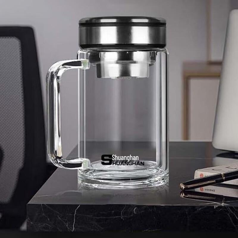 Shuanghan 400ml Double-Layer Borosilicate Glass Tea Bottle 400ml