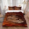 3pcs Lion, Autumn Leaves Duvet Cover Set, Cover For Bedroom Guest Room (1 Duvet Cover + 2 Pillowcase, Without Quilt), Yy250922190