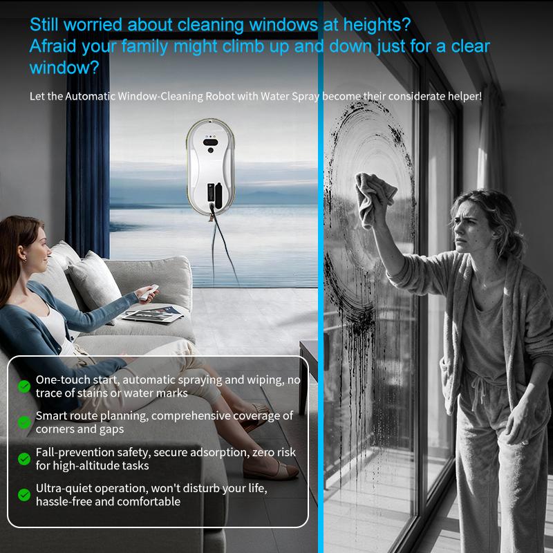 Household window automatic water spray cleaning robot vacuum cleaner remote control electric window wiper household glass wiper