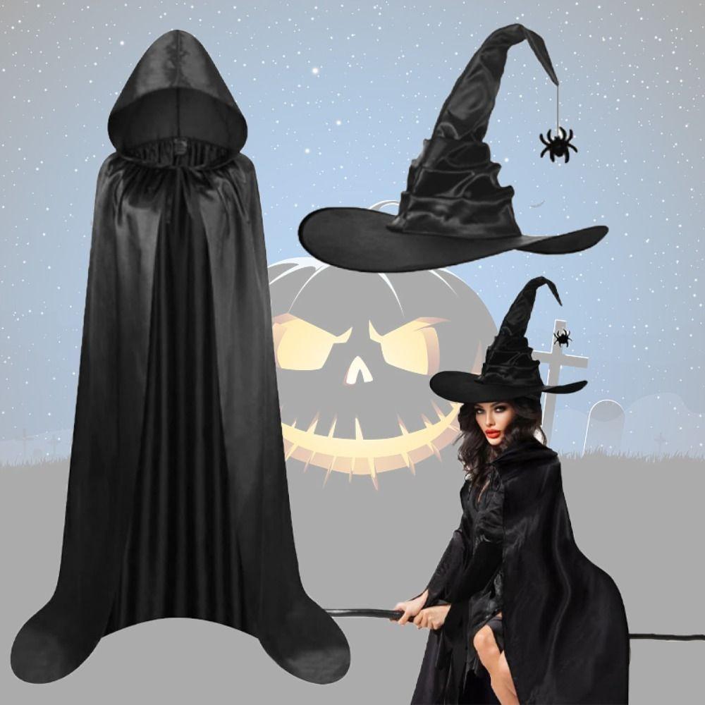 Bat Hat Grim Reaper Cloak Party Props Witch's Cloak Halloween Cosplay Hooded Cape  Halloween Party