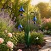 Vintage Style Garden Ornament Calla Lily Stake with Bells, 24 Inch Metal Triple Flower Wind Chime, Terrace Accessory Weatherproof Iron Outdoor