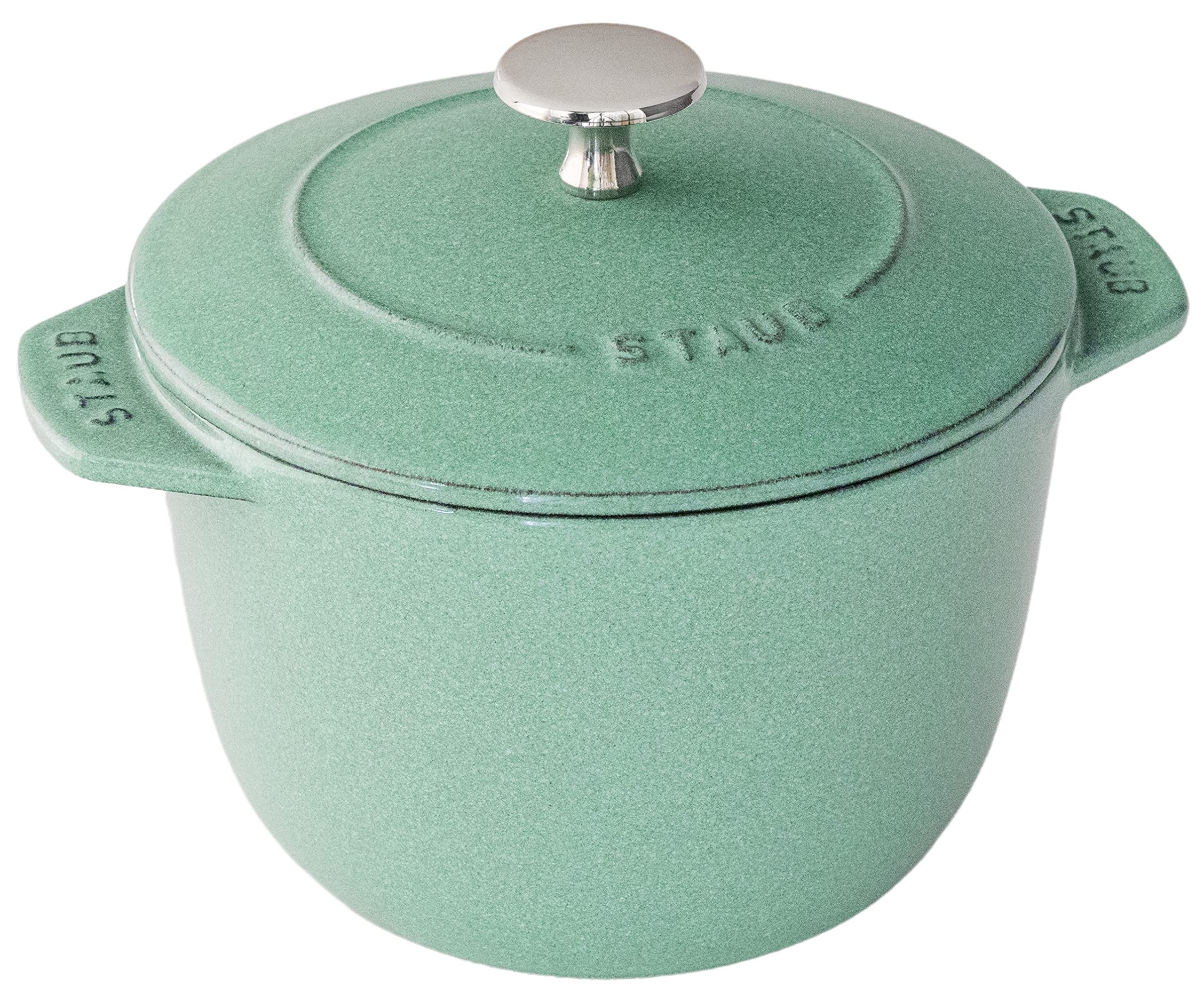 

staub Cocotte de GOHAN Sage Green M Rice Rice 2 Чугунная эмалированная рисоварка IH Japanese La Cocotte de GOHAN La 16cm Pot, Cooker, Cups, Pot,