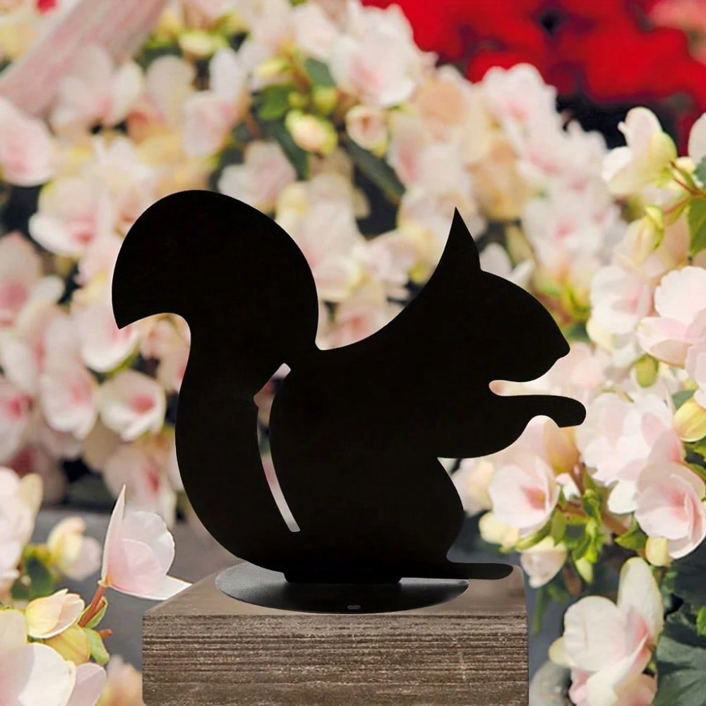 1pc Animal Metal Garden Stakes, Black Silhouette Yard Sign with Base, Outdoor Lawn Ornament for Fence Patio Decor