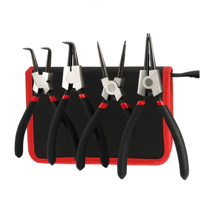 

MultiFunction Retaining Rings Pliers Kit Internal External Straight Bent Heads Circlip Pliers for Mechanical Applications 1