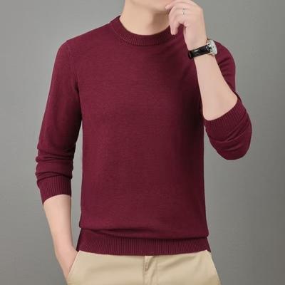 Pull Uni Automne Hiver Pull en Laine Homme Épais Col Rond Base Pull Tricoté Chaud