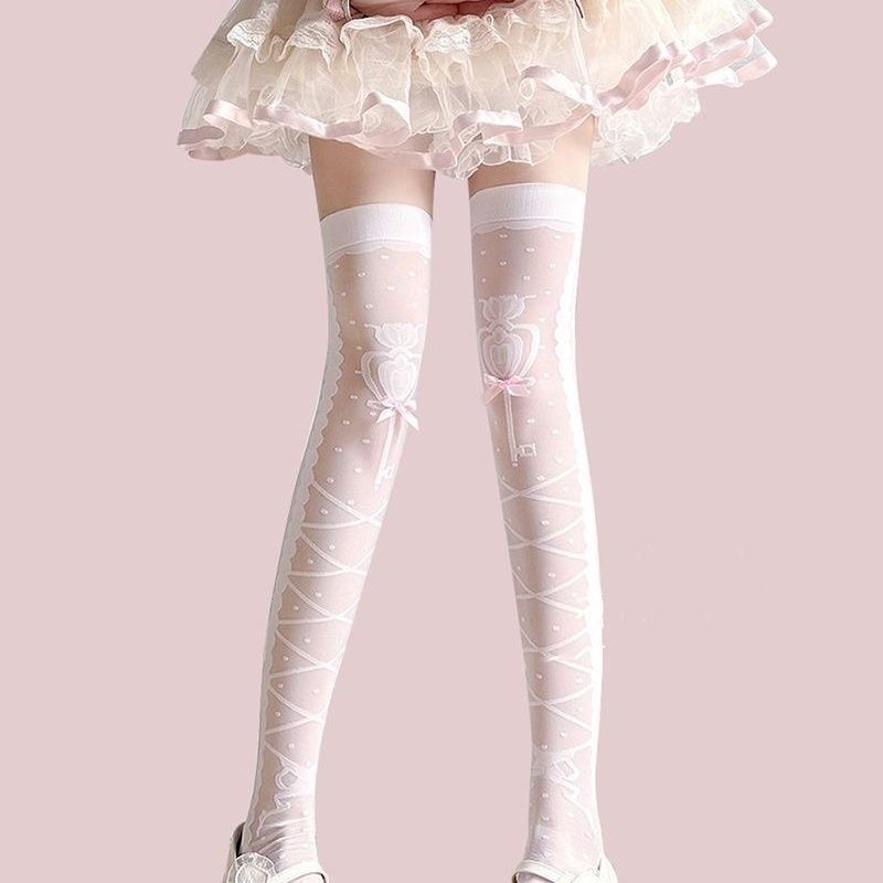 Lolita Pantyhose, Sweet And Uncropped Pineapple Bottoming Socks, Pure Desire Stitching, Small Floral Stockings