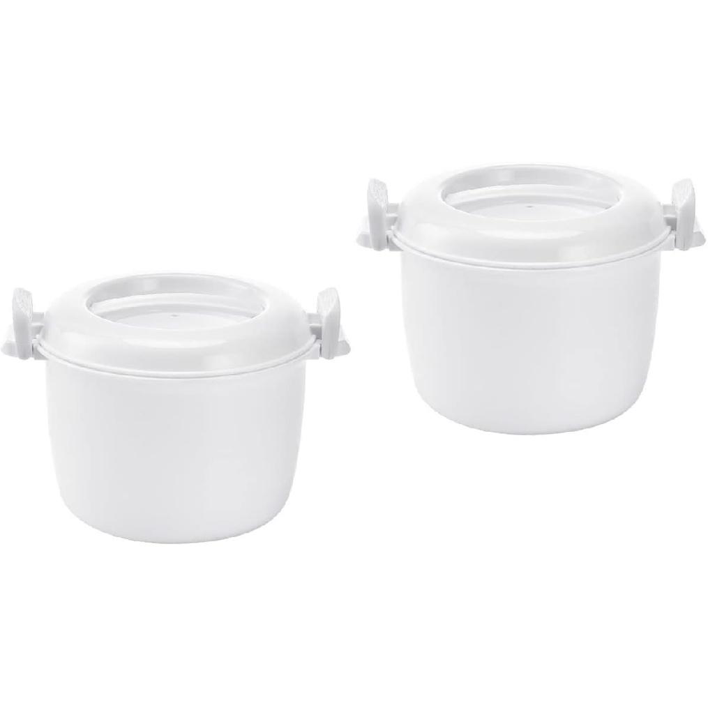 Hemoton Microwave Rice Cooker Rice :2pcs Round Microwave Food Container Microwaveable Rice Pasta Cooker Microwave Rice for Rice Chicken Pasta