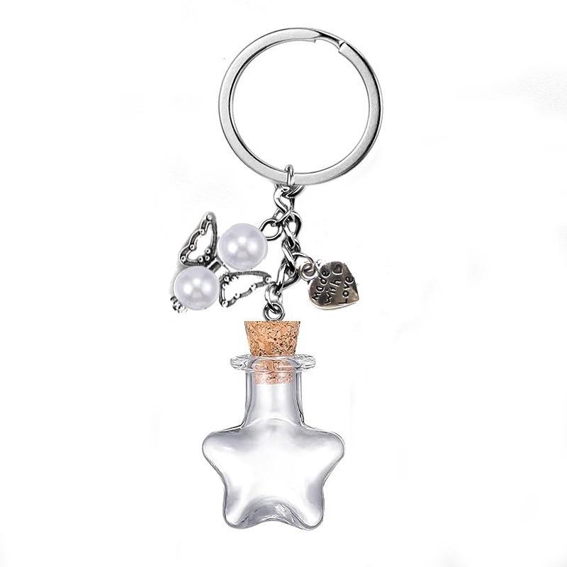 Chaveiro de Garrafa Vazia de Vidro Pingente Transparente Frascos de Óleos Essenciais Perfume Mini Garrafa dos Desejos Chaveiro Para Artesanato DIY