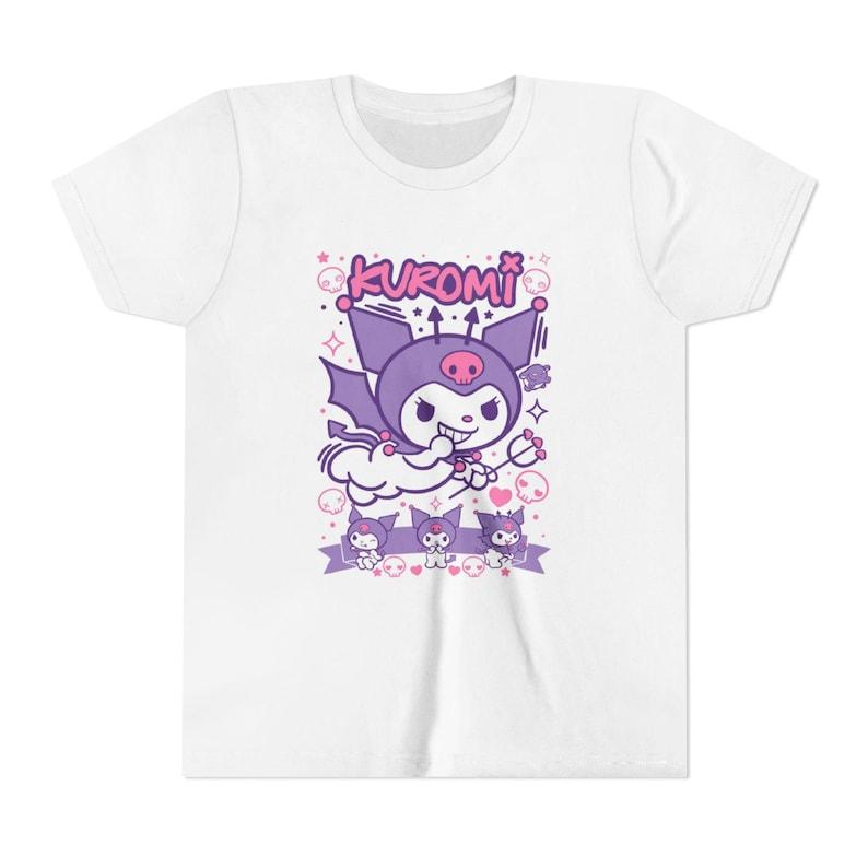 Kuromi Character Tee | Cute Anime Bat Girl Kids Shirt, Purple Kawaii Design 100