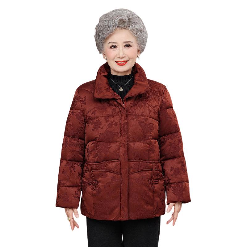 Schwarze Winter-Baumwolljacke für Frauen mittleren Alters und ältere Frauen - Kurz, Stilvoll, Gefütterte Oberbekleidung für Mama und Oma