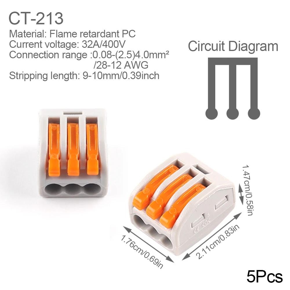 Mini Quick Wire Conductor Connector Universal Compact 2/3 Pin Splicing Push-inTerminal Block 1 in multiple out with fixing Hole