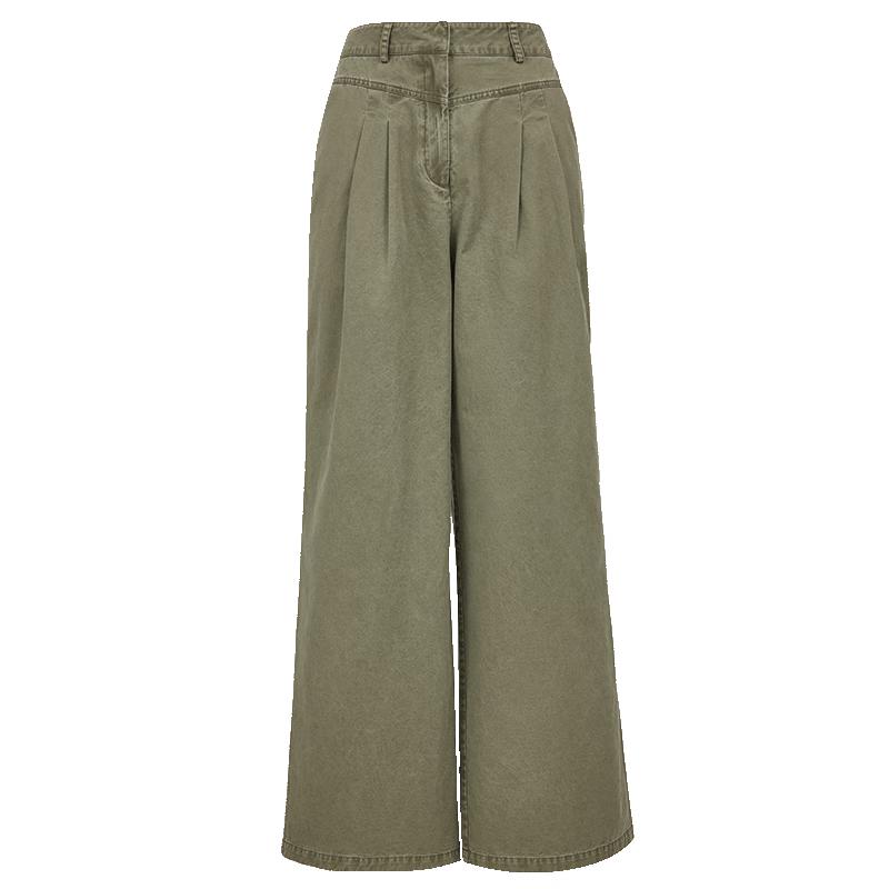 VEROMODA Women's Mid-Waist Pleated Straight-Leg Casual Pants