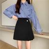 2024 Spring Women's Black High-Waist Irregular A-Line Skirt, Korean Style