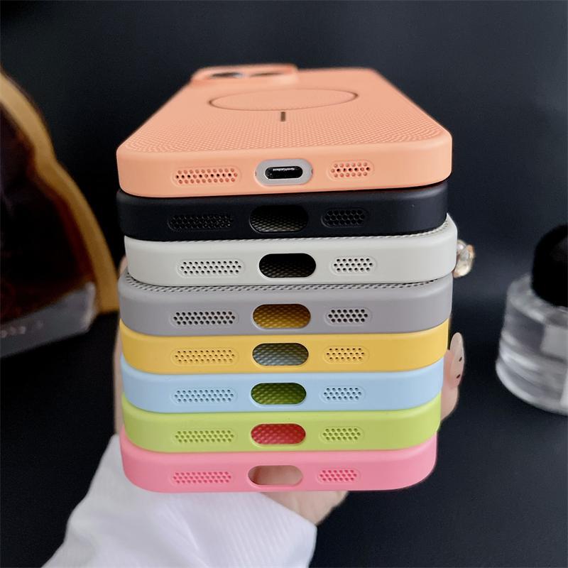 Magnetic Heat Dissipation Mesh For Magsafe Case For iPhone 16 14 15 Plus 13 12 11 Pro Max Cooling Breathable Hard PC Thin Cover