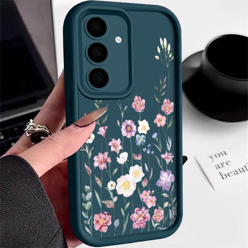 

Цветной матовый чехол из ТПУ с цветочным принтом для Samsung S25 S24 FE S23 Ultra A16 A56 A36 A55 A15 A35 A54 A06, мягкий противоударный защитный чехол для телефона Samsung S20 FE синий