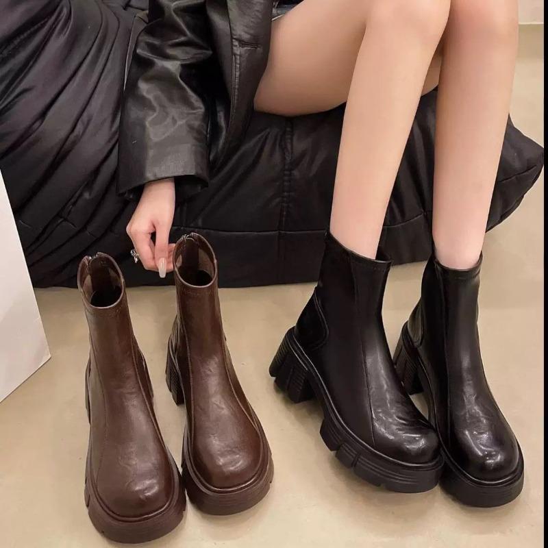 Thick-soled Martin Boots Women's Autumn and Winter Martin Boots New Thick Heel Early Autumn Boots Autumn and Winter Boots Thin Boots