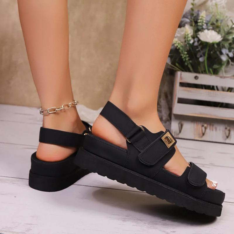 Damen Römische Flache Sandalen Lässige Bequeme Sandalen mit Dicker Sohle Absatzsteigerung Sommerschuhe Zapatos De Mujer
