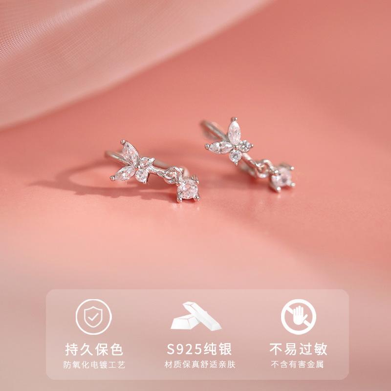 925 Sterling Silver Butterfly Zircon Ring Earrings For Women Piercing Luxury High Quality Elegant Jewelry Trend 2025 Money 925