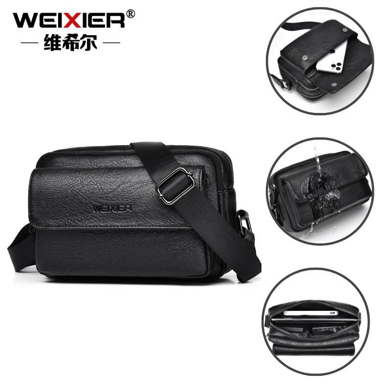 Bolso de Hombro para Hombre Gran Capacidad PU Portátil Cruzado Antisalpicaduras Función Negocios Ocio