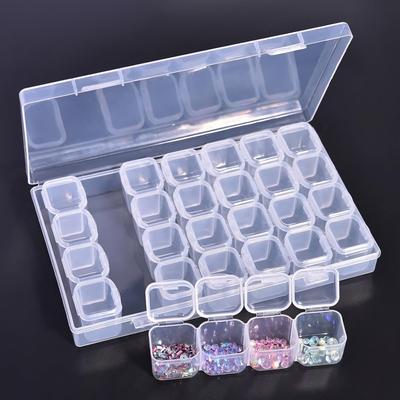 Gem Organizer, Clear Bead Container 28 Compartments with Secure Lids, Removable Tiny Jewelry Storage Box, Transparent Jewelry Organizer .