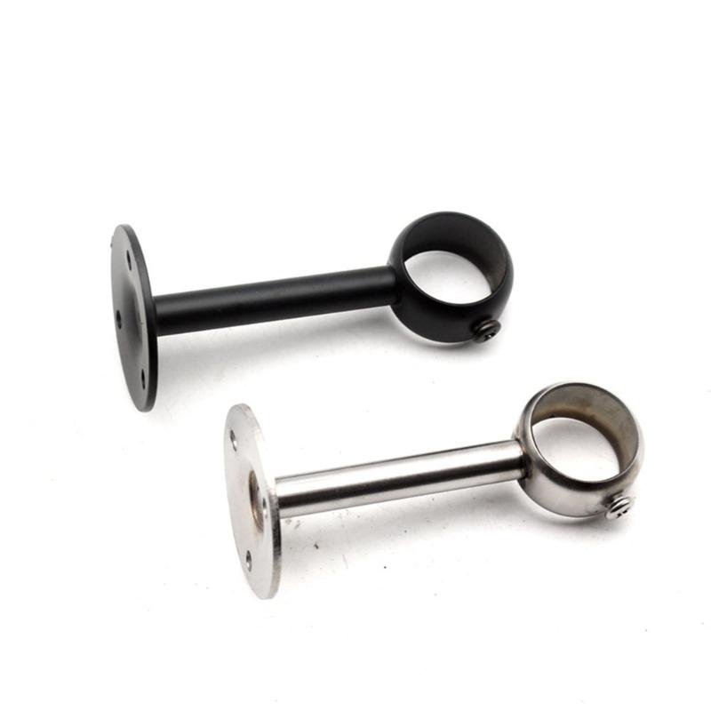 2 pièces Supports de Poteaux de Rideaux de Plafond Robustes en Acier Inoxydable Pour Tiges de 25x100mm Argent/Noir