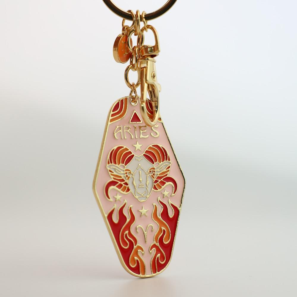 Lion Constellation Metal Pendant Capricorn Car Keyring 12 Constellation Keychain  Kids Girls