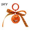 Pumpkin Bell Keychain with Bow Halloween Keychain, Hollow Head Key Ring Ribbon Bow, Backpacks Charm for Holiday Party Decoration Creepy