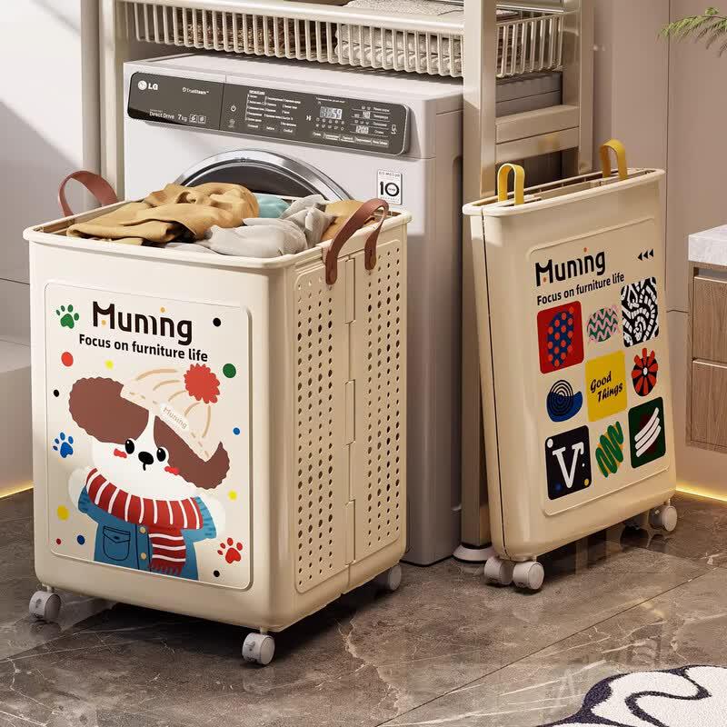 Foldable Laundry Basket with Wheels