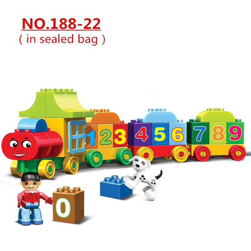 50pcs/set Large Particle Building Blocks Creative Puzzle Digital Train Early Education Puzzles Toys For Children Christmas Gifts