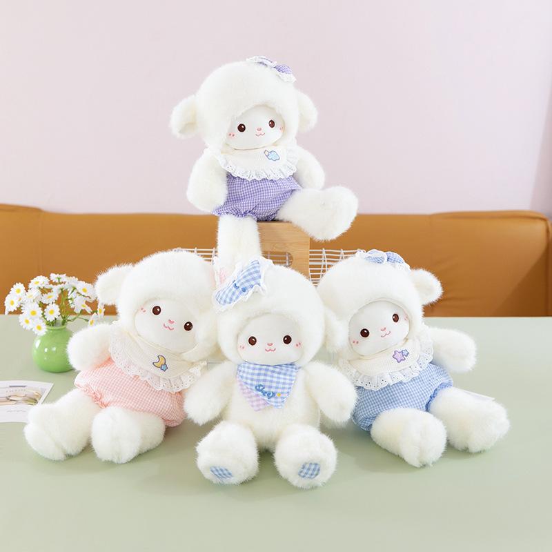 Cute New Milk Fu Lamb Plush Toy Soothing Bib Princess Lamb Children's Birthday Toy Wholesale