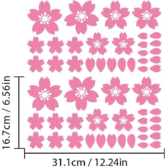 High Intensity Reflective Flower Car B-Pillar Sticker Self-Adhesive Cherry Blossom Center Pillar Decal Waterproof Vinyl Decal DIY Car Window Bumper