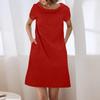 Damenkleid Sommer Lässig Locker Kurzarm Strandhemdkleid Mit Taschen