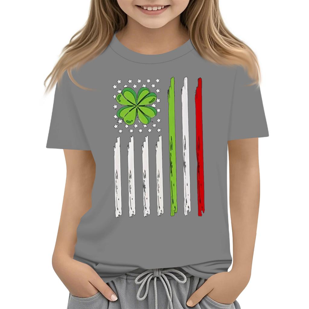 Children's Round Neck Casual Saint Patrick Printed Short Sleeve T-Shirt