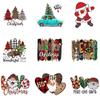 Iron On Christmas Snowmen Santa Claus Christmas Trees  Patch DIY Heat Transfer Tops Appliqued Vinyl Iron On Clothes Stickers