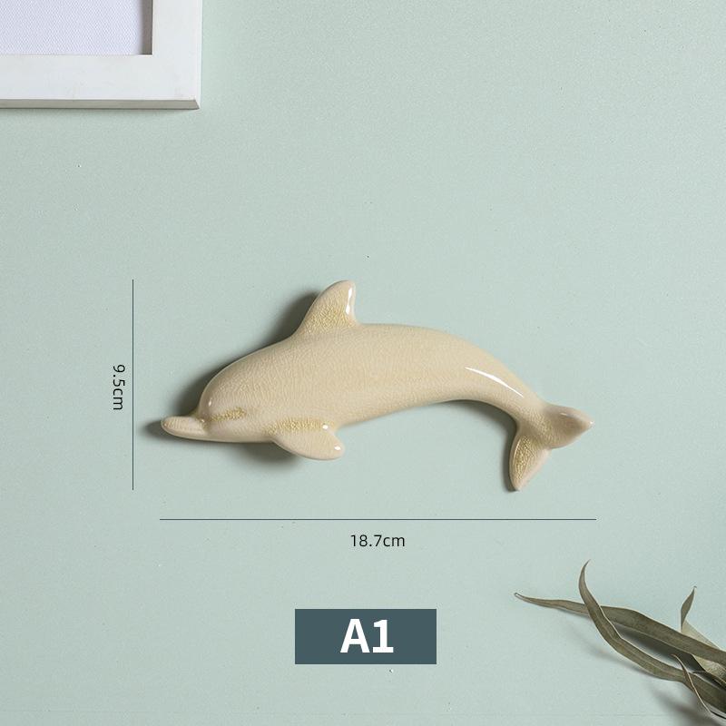 1 ks Nordic Style 3D keramické nástěnné malby s delfíny Nástěnné závěsné pozadí Dekor Řemesla Restaurace Obývací pokoj Kancelář Dekorace
