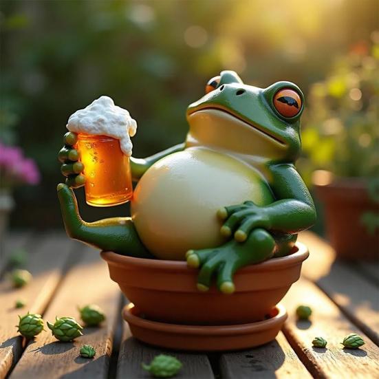 Garden Frog Ornament Resin Weatherproof Frog Figurine Cartoon Frog Statue Planter Decoration Frog Statue for Flower Pot Outdoor Decoration