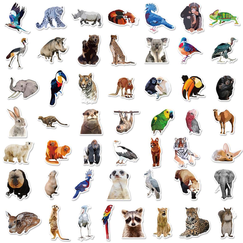 50 Zvířata, Opice, Papoušek, Slon, Lví Samolepky, Dětský Pokoj, Domácí Nástěnná Dekorace, Graffiti Zvířecí Samolepky