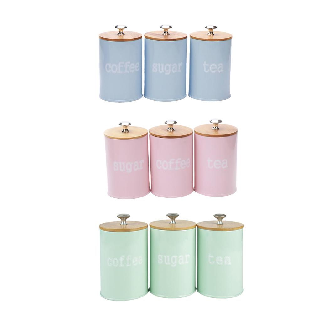 3 Pieces Zinc Alloy Seasoning Canister Food Container Jar Kitchen Storage Box Condiment Pot Organizer with Lids