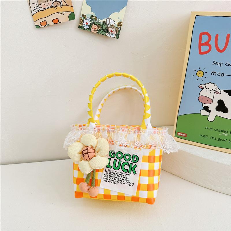 Chic Woven Coin Purse For Nursery Kids Ideal For Summer Vacations And Daily Outfits жёлтый