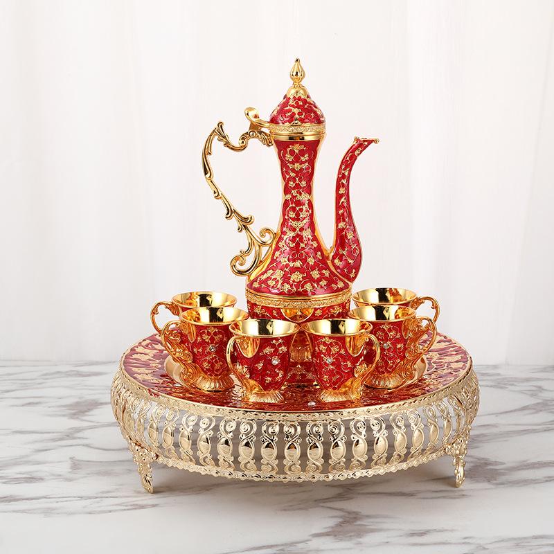 

Набор бокалов для вина, европейский металлический винный горшок, чашка с одним горлышком, элегантное подарочное украшение